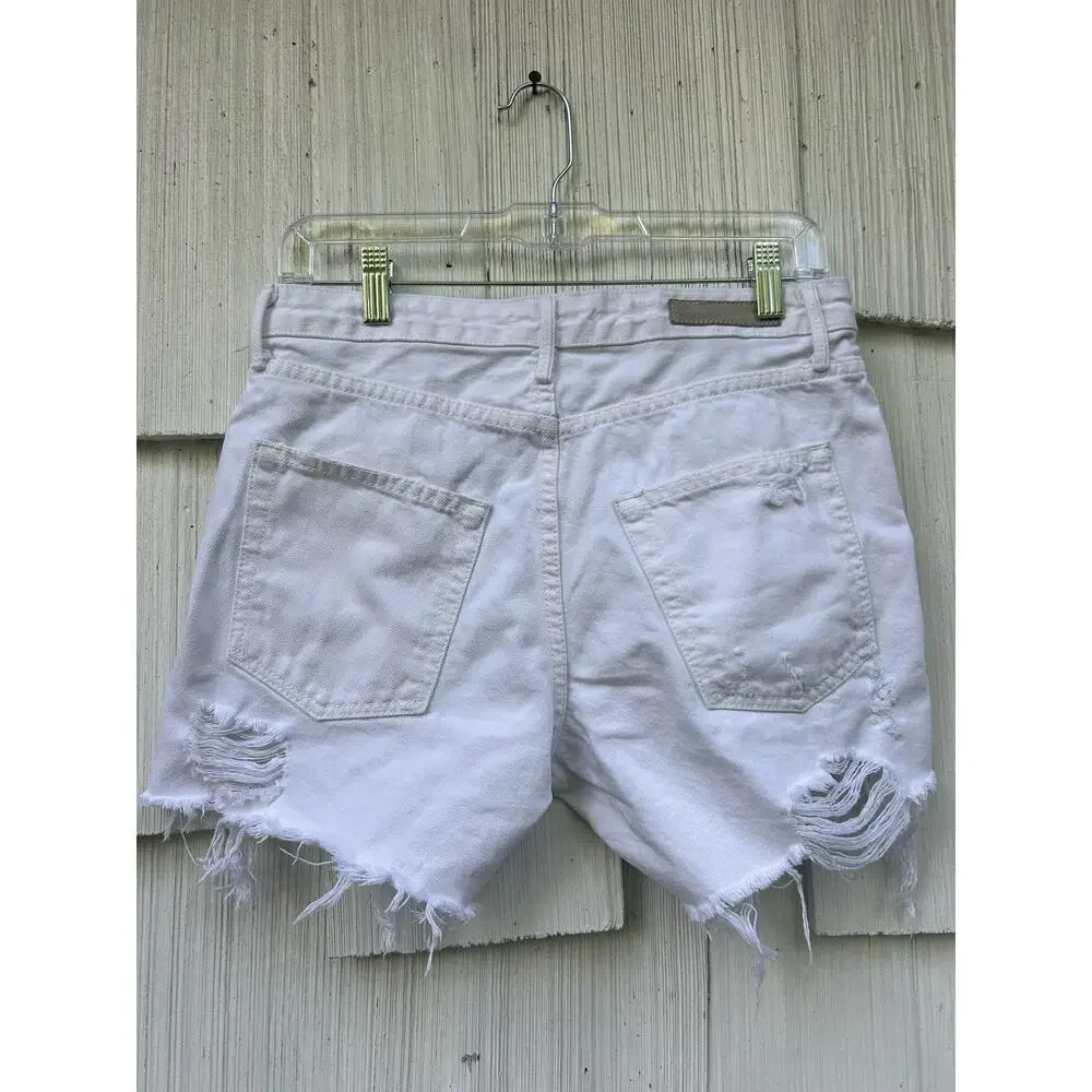 GRLFRND Jourdan‎ Tomboy White Distressed Denim Shorts 26